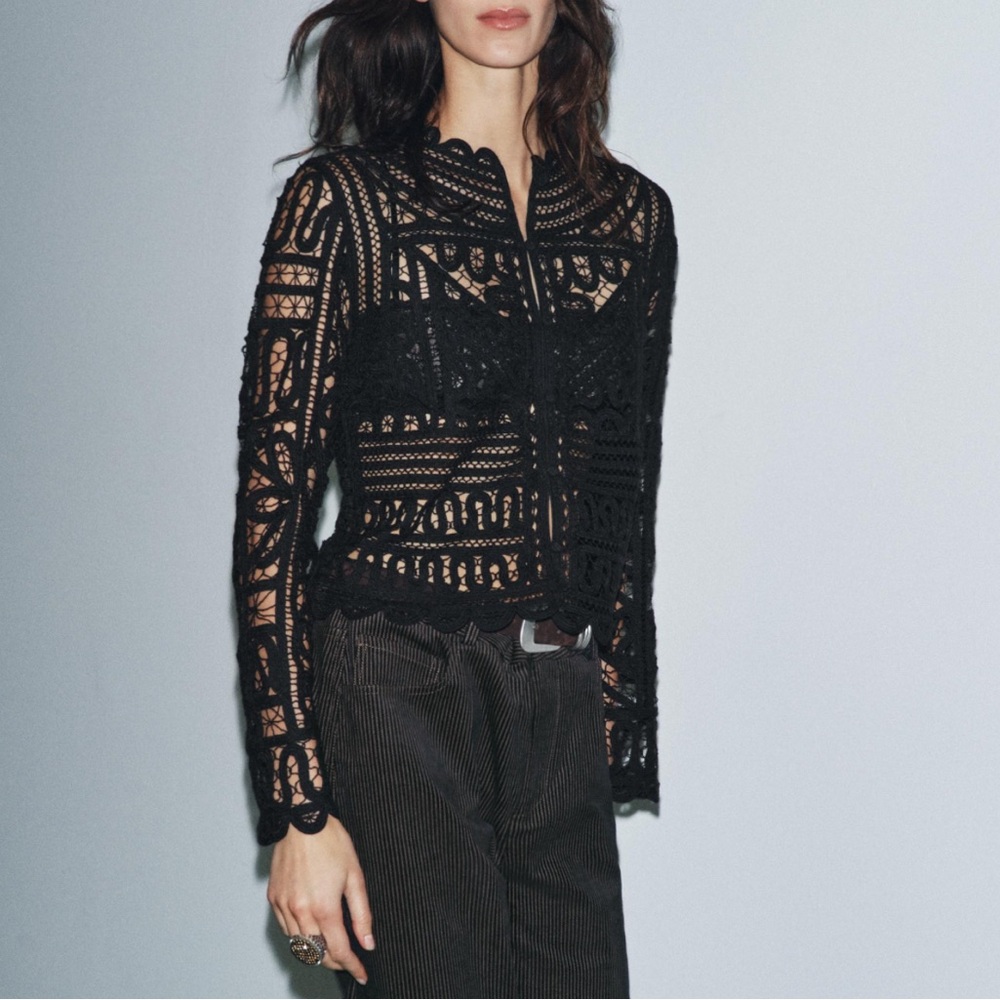 Zara limited edition Black Crochet Lace Blouse